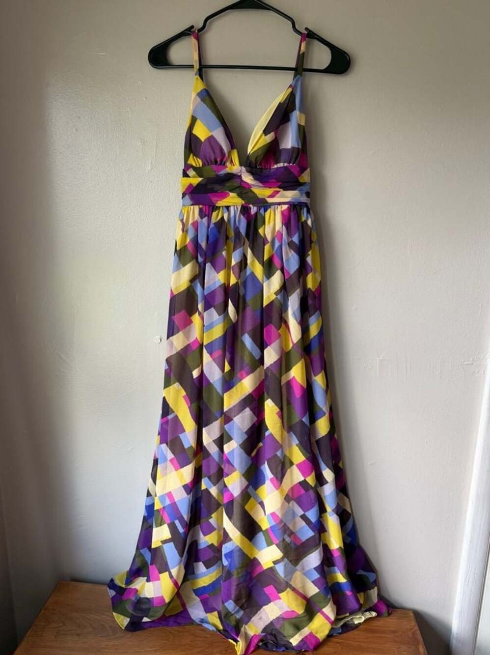 MODAinternational Geometric Print Chiffon Maxi Dress size xs b1